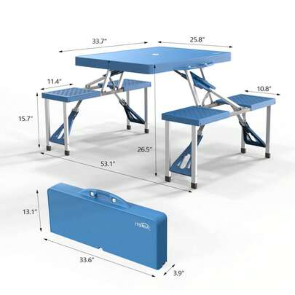 Outdoor Camping Umbrella - 4 Ft Folding Camping Picnic Table
