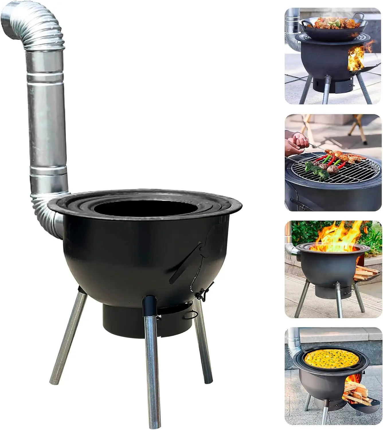 Outdoor Camping Stove Wood - Multifunction Wood Burning Stove with Grill