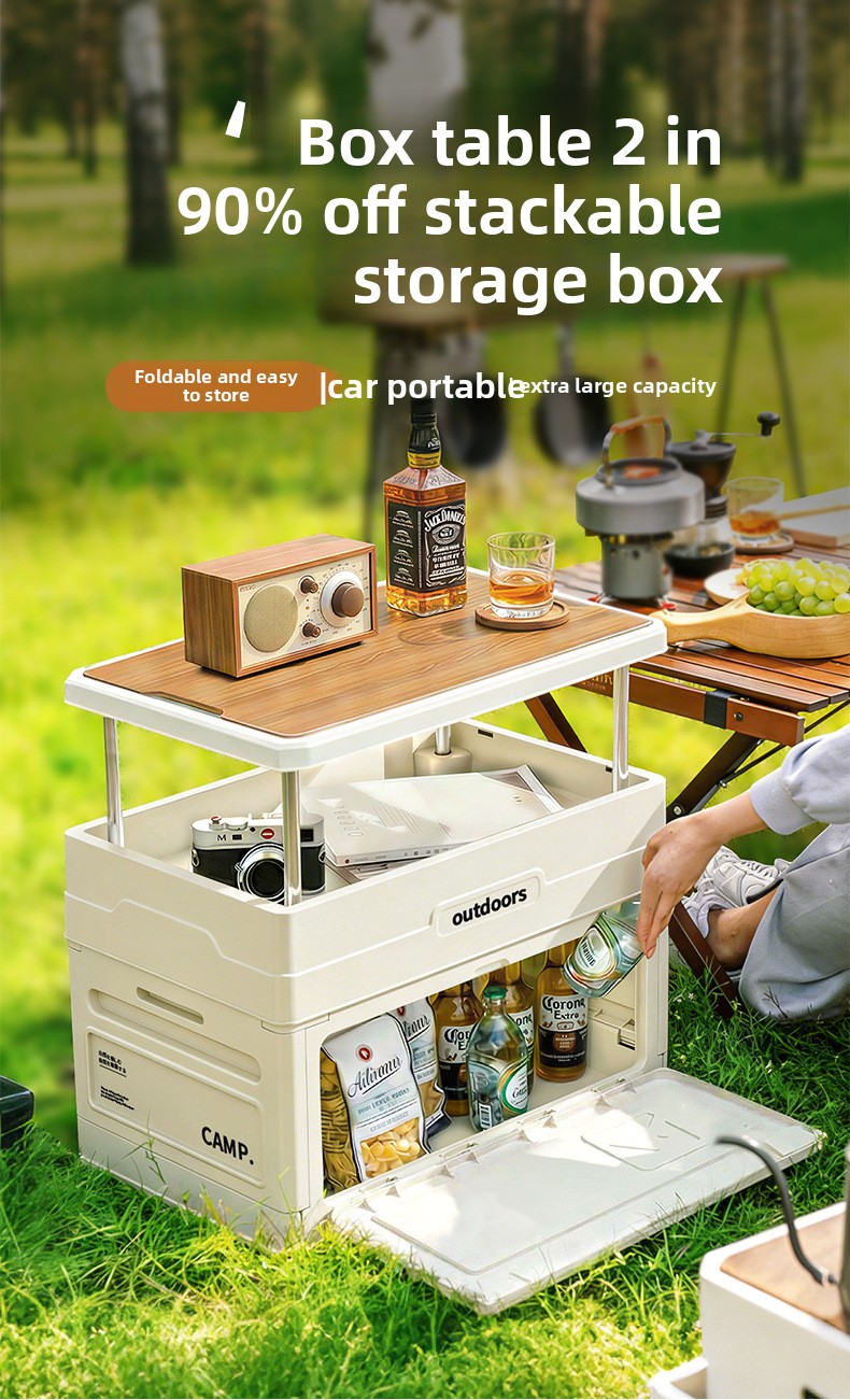 Outdoor Camping Folding Chairs - Camping Folding Storage Box Wood Lid