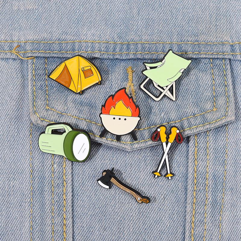 Trekking Poles - Go Camping Enamel Pins Custom Tent
