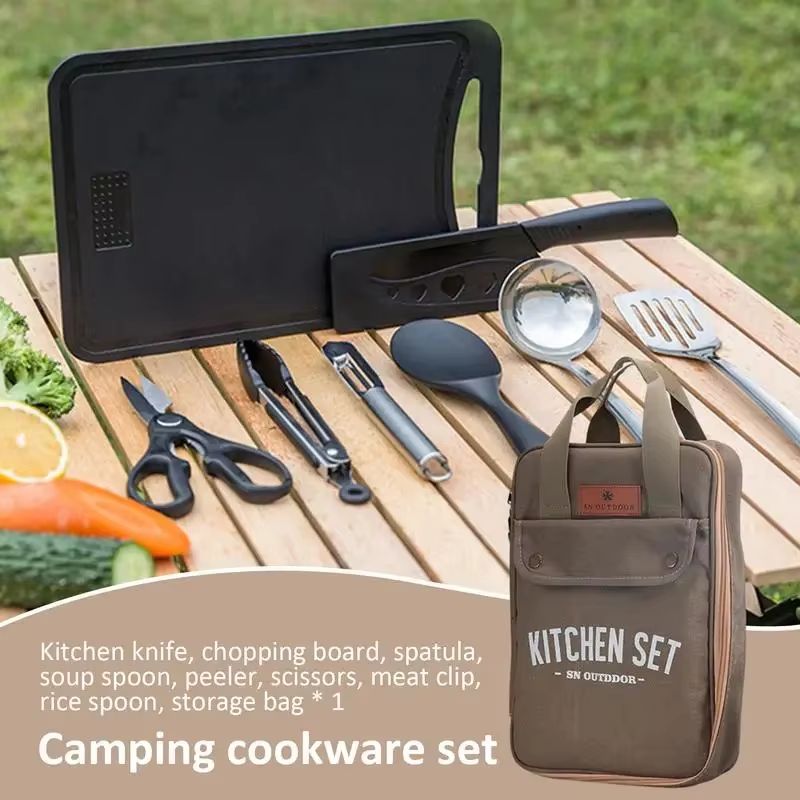 8pcs Camping Kitchen Cookware  - Outdoor Camping Utensils ulasan dan harga
