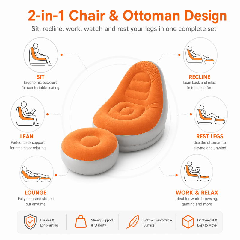 Flocking Inflatable Lazy Sofa  - Outdoor Camping Folding Chairs ulasan dan harga