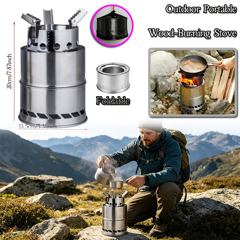 Portable Foldable Stainless St - Outdoor Camping Stove Wood ulasan dan harga