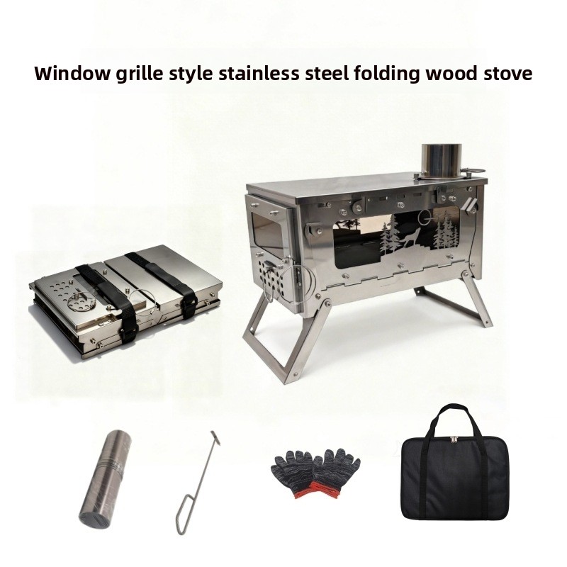 Stainless Steel Foldable Porta - Outdoor Camping Stove Wood ulasan dan harga